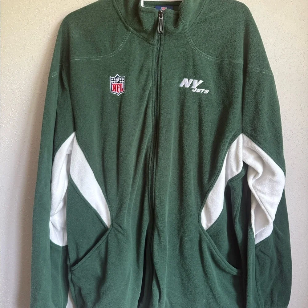 Men’s XL Green Reebok New York Jets NFL Long Sleeve Fleece Quarter Zip Pullover